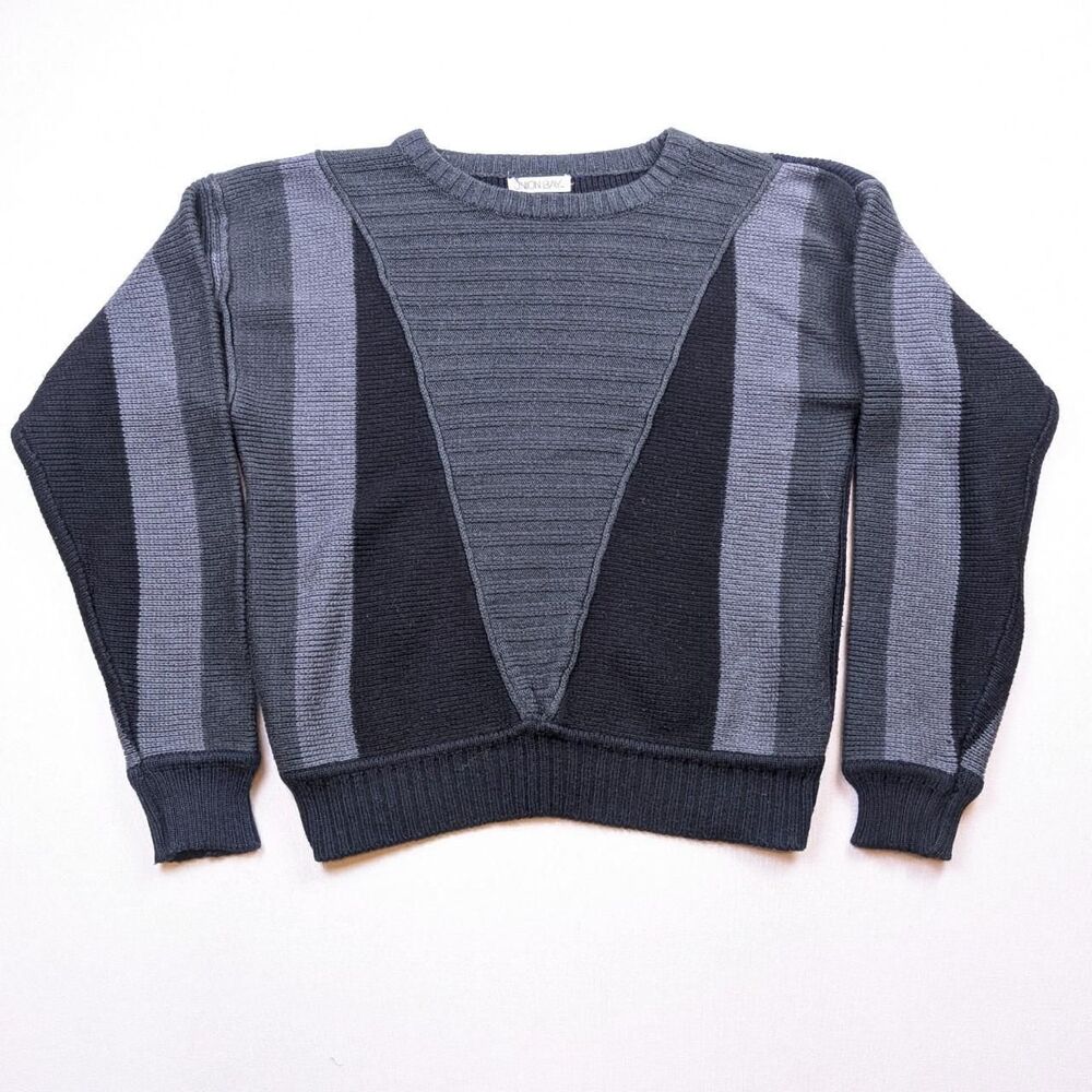 Vintage Union Bay Black and Grey Grunge Sweater Boxy Size Large